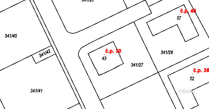 Chramostek 30, Lužec nad Vltavou na parcele st. 43 v KÚ Chramostek, Katastrální mapa