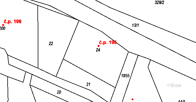 Hraštice 196, Skuhrov nad Bělou na parcele st. 24 v KÚ Skuhrov nad Bělou, Katastrální mapa