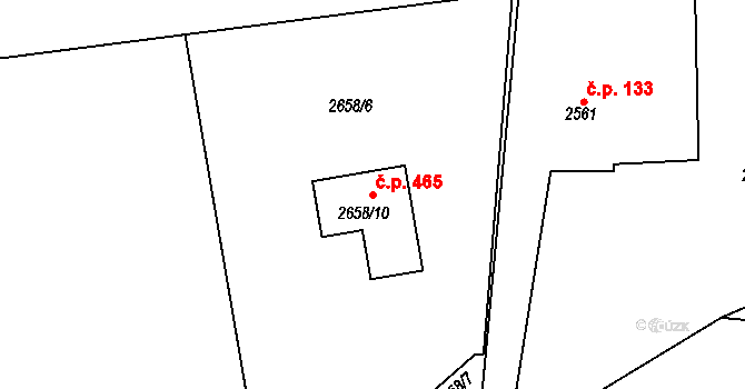 Životice 465, Havířov na parcele st. 2658/10 v KÚ Bludovice, Katastrální mapa