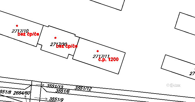 Holešov 1200 na parcele st. 2717/11 v KÚ Holešov, Katastrální mapa