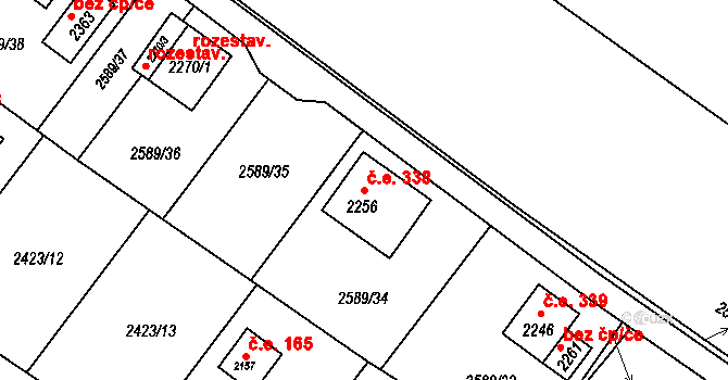 Lačnov 338, Svitavy na parcele st. 2256 v KÚ Moravský Lačnov, Katastrální mapa