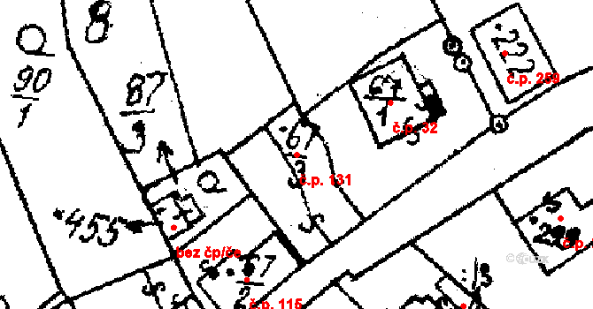 Týn nad Bečvou 131 na parcele st. 67/3 v KÚ Týn nad Bečvou, Katastrální mapa