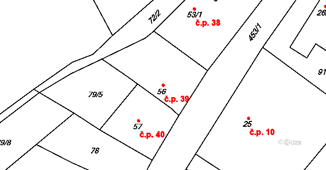 Štipoklasy 39 na parcele st. 56 v KÚ Štipoklasy u Černín, Katastrální mapa