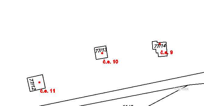 Malešín 10, Řehenice na parcele st. 77/13 v KÚ Malešín, Katastrální mapa