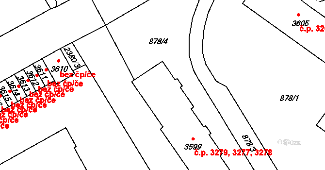 Jablonec nad Nisou 3277,3278,3279 na parcele st. 3599 v KÚ Jablonec nad Nisou, Katastrální mapa