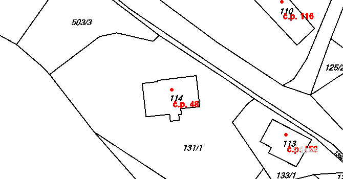Rychnov 48, Verneřice na parcele st. 114 v KÚ Rychnov u Verneřic, Katastrální mapa