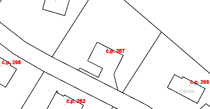 Jesenný 267 na parcele st. 590 v KÚ Jesenný, Katastrální mapa