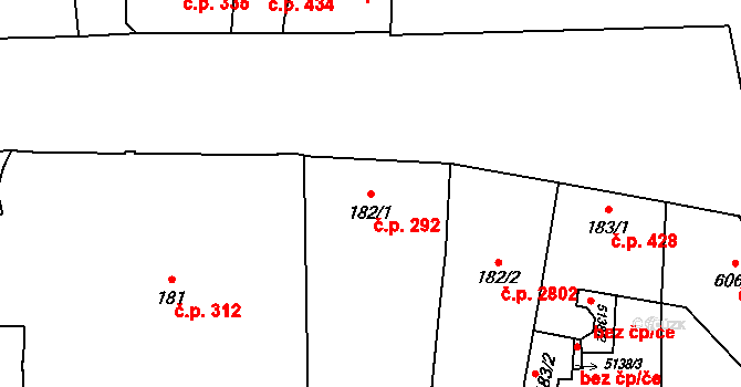 Šumperk 292 na parcele st. 182/1 v KÚ Šumperk, Katastrální mapa