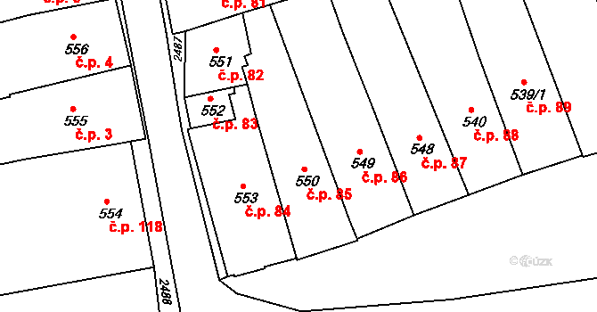 Třeboň I 85, Třeboň na parcele st. 550 v KÚ Třeboň, Katastrální mapa