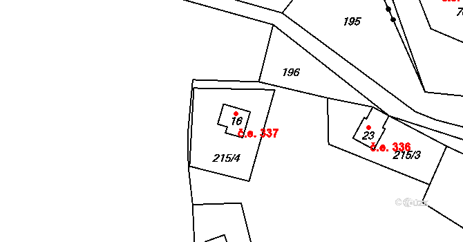 Ústí 337, Kočov na parcele st. 16 v KÚ Ústí nad Mží, Katastrální mapa