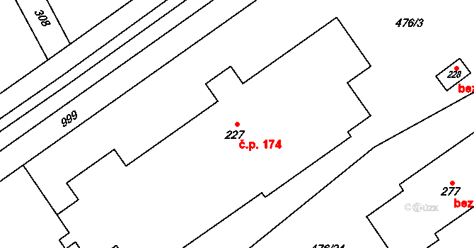 Štarnov 174 na parcele st. 227 v KÚ Štarnov, Katastrální mapa