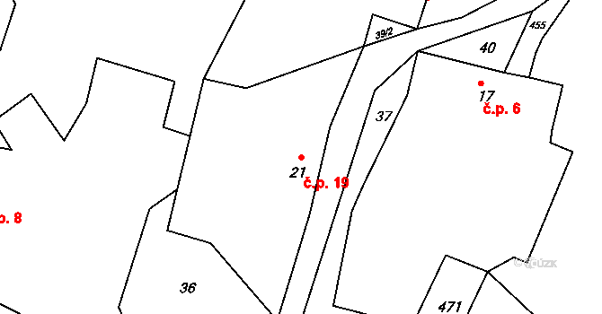 Kosobudy 19, Klučenice na parcele st. 21 v KÚ Kosobudy, Katastrální mapa