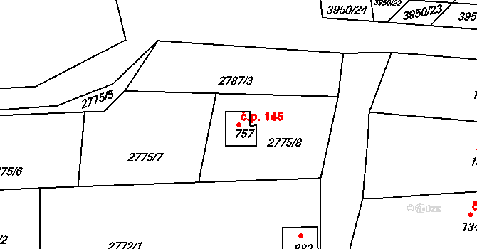 Borovany 145 na parcele st. 757 v KÚ Borovany, Katastrální mapa