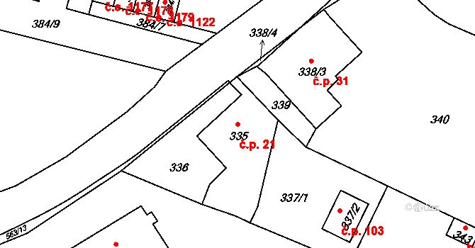Děčín XII-Vilsnice 21, Děčín na parcele st. 335/1 v KÚ Vilsnice, Katastrální mapa