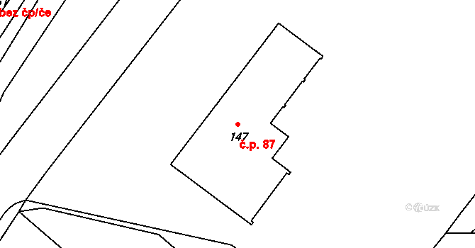 Jinošov 87 na parcele st. 147 v KÚ Jinošov, Katastrální mapa