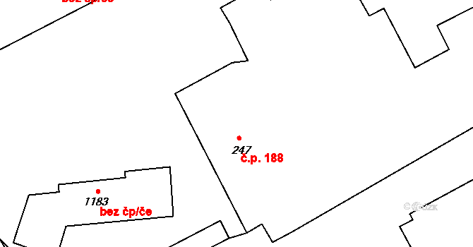 Blovice 188 na parcele st. 247 v KÚ Blovice, Katastrální mapa