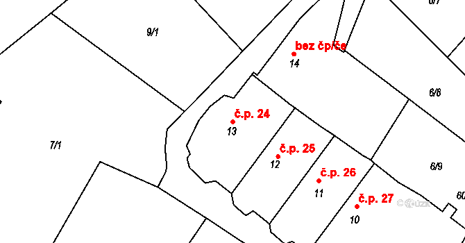 Lipnice 24, Český Rudolec na parcele st. 13 v KÚ Lipnice u Markvarce, Katastrální mapa