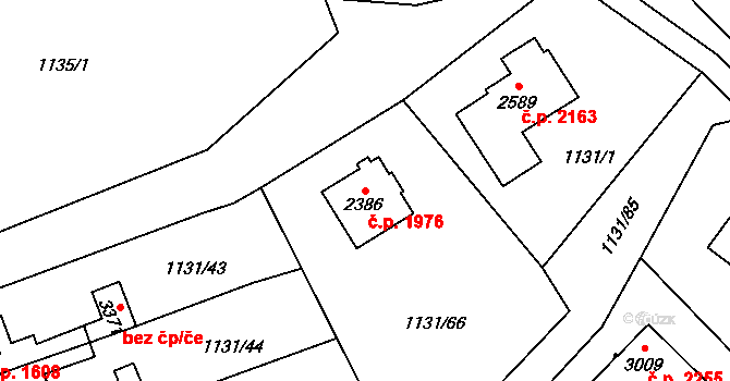 Dvůr Králové nad Labem 1976 na parcele st. 2386 v KÚ Dvůr Králové nad Labem, Katastrální mapa