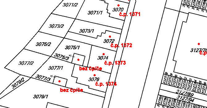 České Budějovice 7 1373, České Budějovice na parcele st. 3074 v KÚ České Budějovice 7, Katastrální mapa