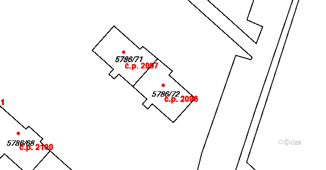 Česká Lípa 2096 na parcele st. 5786/72 v KÚ Česká Lípa, Katastrální mapa