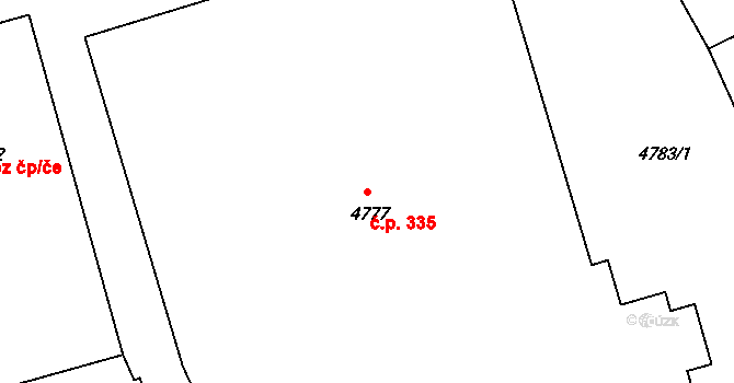 Liberec III-Jeřáb 335, Liberec na parcele st. 4777 v KÚ Liberec, Katastrální mapa