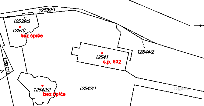 Severní Předměstí 532, Plzeň na parcele st. 12541 v KÚ Plzeň, Katastrální mapa