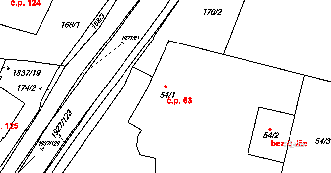 Lačnov 63, Svitavy na parcele st. 54/1 v KÚ Moravský Lačnov, Katastrální mapa