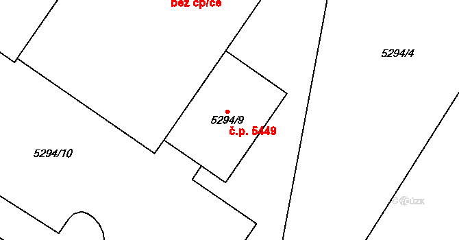 Jihlava 5449 na parcele st. 5294/9 v KÚ Jihlava, Katastrální mapa