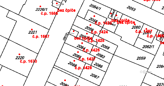Předměstí 1426, Litoměřice na parcele st. 2084 v KÚ Litoměřice, Katastrální mapa
