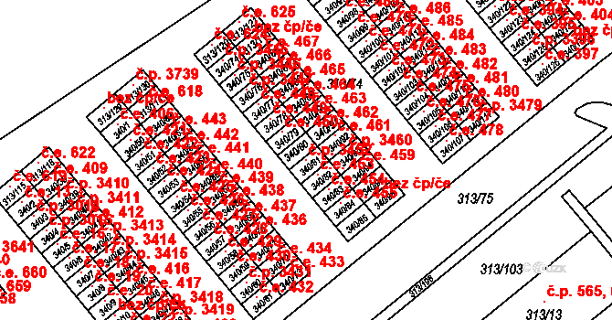 Vyškov-Předměstí 3452, Vyškov na parcele st. 340/81 v KÚ Vyškov, Katastrální mapa