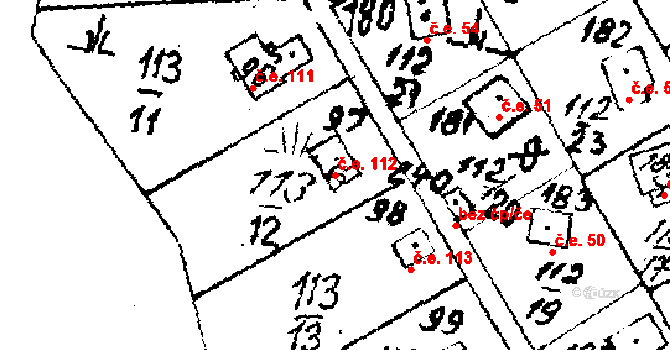 Tři Studně 112 na parcele st. 409 v KÚ Tři Studně, Katastrální mapa