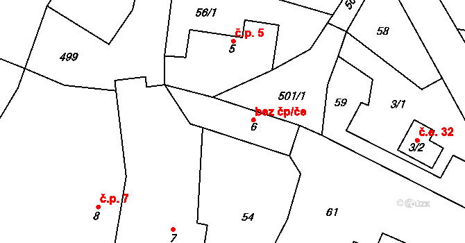 Petrovice I 38262347 na parcele st. 6 v KÚ Újezdec, Katastrální mapa