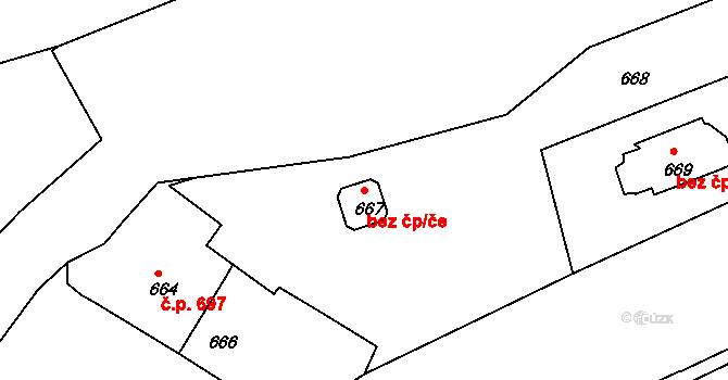 Děčín 40668347 na parcele st. 667 v KÚ Děčín, Katastrální mapa