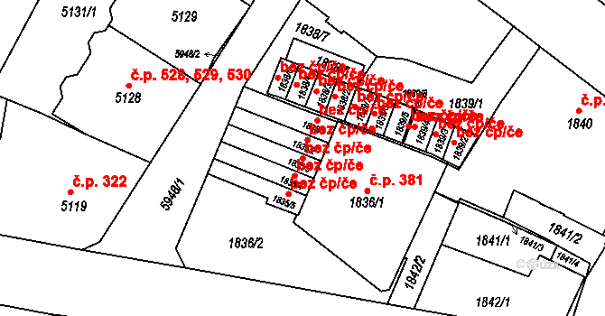 Liberec 47299347 na parcele st. 1835/3 v KÚ Liberec, Katastrální mapa