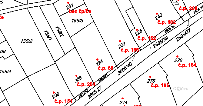 Nedachlebice 65 na parcele st. 224 v KÚ Nedachlebice, Katastrální mapa