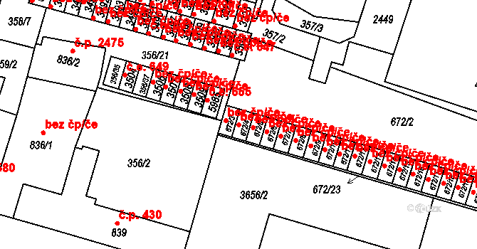 Rakovník 49139347 na parcele st. 672/4 v KÚ Rakovník, Katastrální mapa