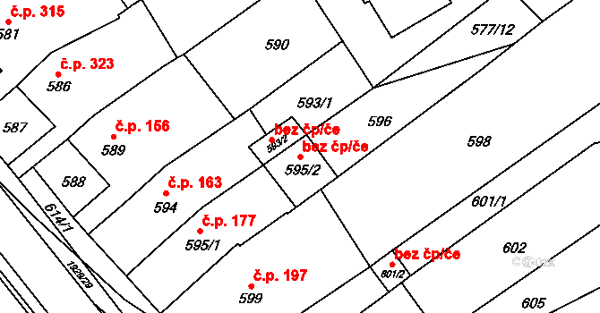 Zbýšov 49261347 na parcele st. 595/2 v KÚ Zbýšov u Oslavan, Katastrální mapa