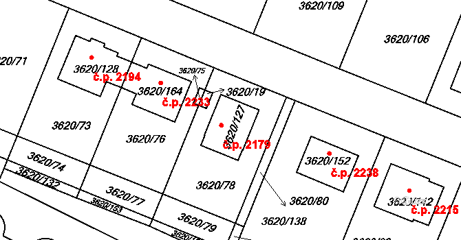 Tachov 2179 na parcele st. 3620/127 v KÚ Tachov, Katastrální mapa