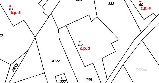 Bítovánky 3, Bítovany na parcele st. 62 v KÚ Bítovany, Katastrální mapa