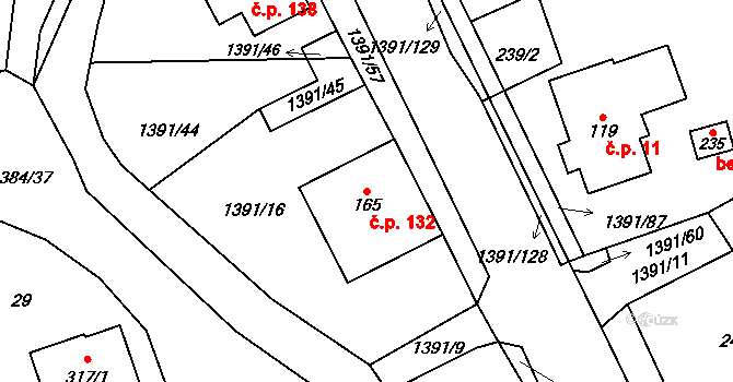 Horní Libchavy 132, Libchavy na parcele st. 165 v KÚ Horní Libchavy, Katastrální mapa