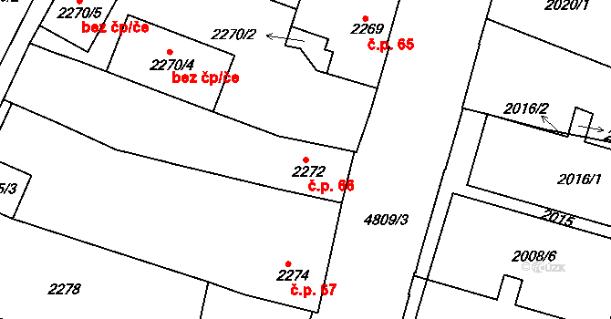 Pražské Předměstí 66, Vysoké Mýto na parcele st. 2272 v KÚ Vysoké Mýto, Katastrální mapa
