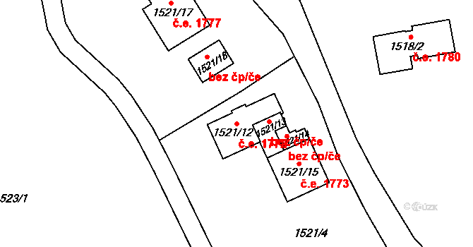 Černice 1772, Plzeň na parcele st. 1521/12 v KÚ Černice, Katastrální mapa