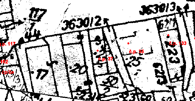 Chodská Lhota 37 na parcele st. 22 v KÚ Chodská Lhota, Katastrální mapa