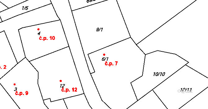 Jetonice 7, Míčov-Sušice na parcele st. 6/1 v KÚ Jetonice, Katastrální mapa