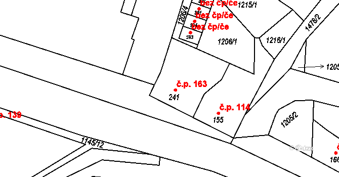 Žihle 163 na parcele st. 241 v KÚ Žihle, Katastrální mapa
