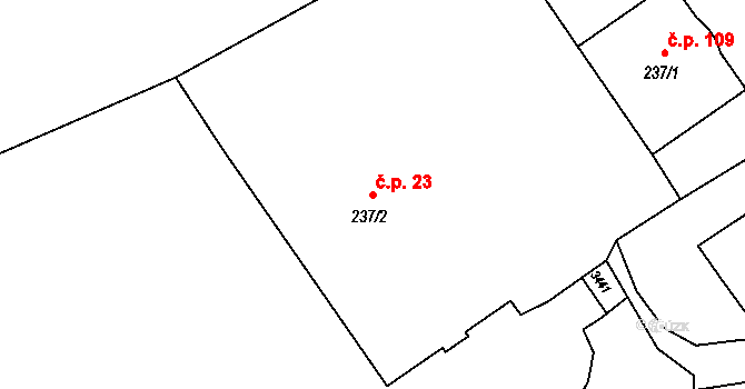 Hejtmánkovice 23 na parcele st. 237/2 v KÚ Hejtmánkovice, Katastrální mapa