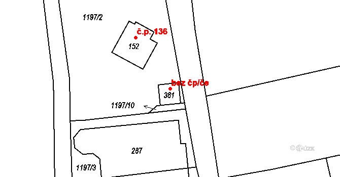 Čejov 92434347 na parcele st. 381 v KÚ Čejov, Katastrální mapa