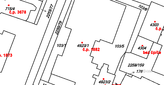 Havlíčkův Brod 1882 na parcele st. 4923/1 v KÚ Havlíčkův Brod, Katastrální mapa