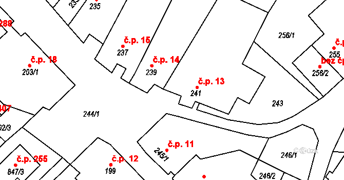 Suchohrdly 13 na parcele st. 241 v KÚ Suchohrdly u Znojma, Katastrální mapa