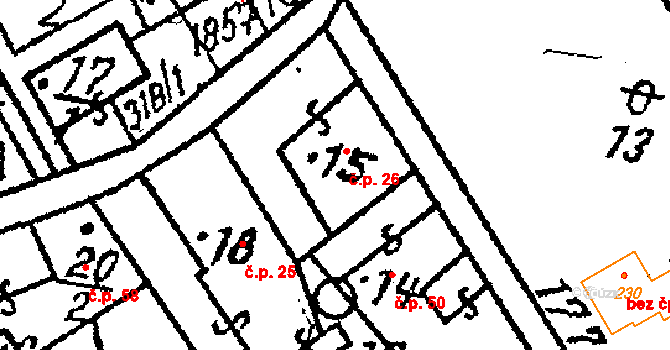 Chlístovice 26 na parcele st. 15 v KÚ Chlístovice, Katastrální mapa